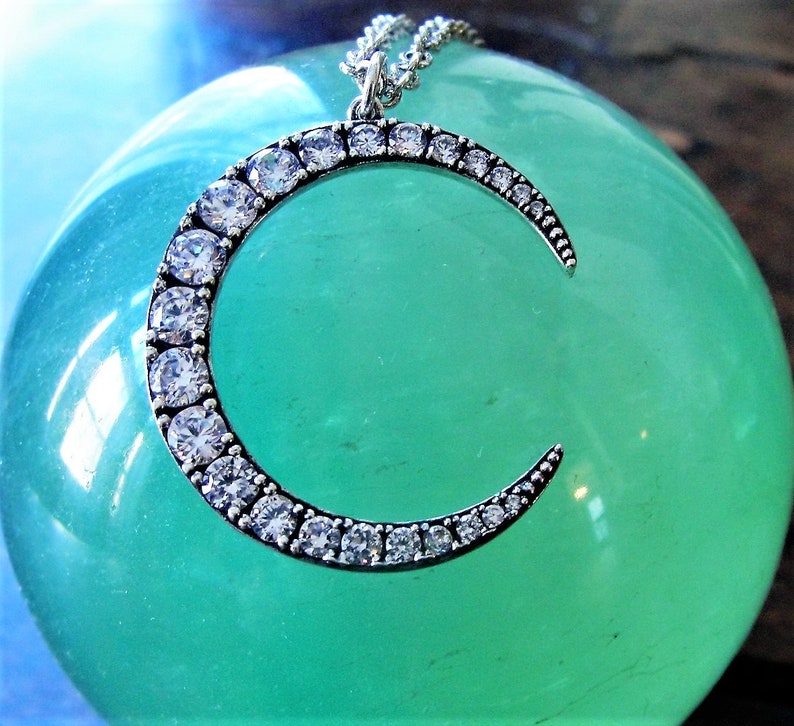Moon Jewelry Crystal Moon Moon Necklace Moon Pendant Etsy