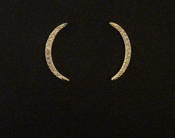 Moon Studs, Crescent Moon Earrings, Moon Earrings, Moon Jewelry, Crescent Moon Jewelry, Moon Gift, Moon Charm, White CZ, Crystal Moon, Moon