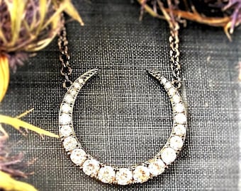 Moon Necklace Silver, Gothic Jewelry, Crescent Moon Jewelry, Gothic Moon, Moon Jewelry, Goth Necklace, Moon Pendant, Crescent Moon Necklace