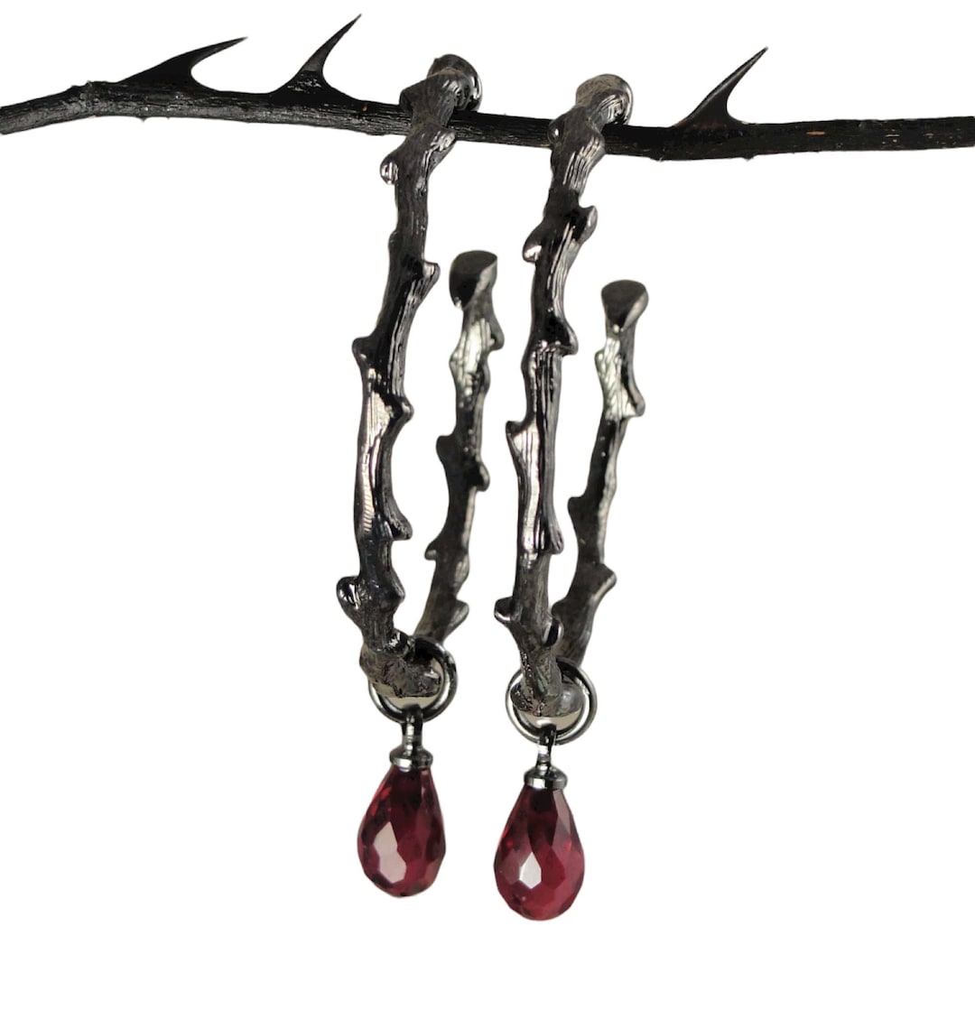 Gothic Jewelry, Earrings, Hoop Earrings, Blood, Gothic Earrings 
