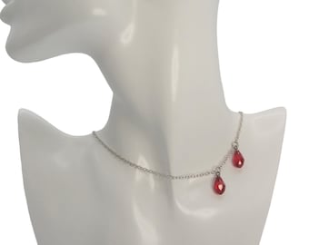 Vampire Bite Goth Necklace, Goth jewelry, Black Vampire Necklace, Gothic Necklace, Goth, Drop of Blood Necklace, Vampire Jewelry
