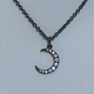 Moon Jewelry, Black Moon Pendant, Gothic, Crystal Moon, Moon, Gothic Jewelry, Moon Necklace, Crescent Moon Necklace, Celestial