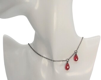 Vampire Bite Goth Necklace, Goth jewelry, Black Vampire Necklace, Gothic Necklace, Goth, Drop of Blood Necklace, Vampire Jewelry