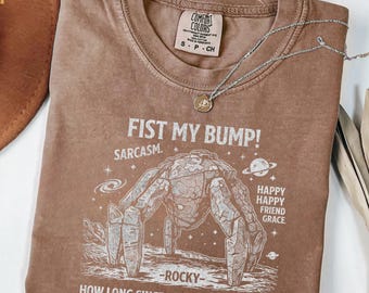 Comfort Colors® Project Hail Mary Rocky Alien Graphic Tee, Fist My Bump Funny Sci-Fi Space Shirt with Quote Design Shirt, Sci-Fi Fan Gift