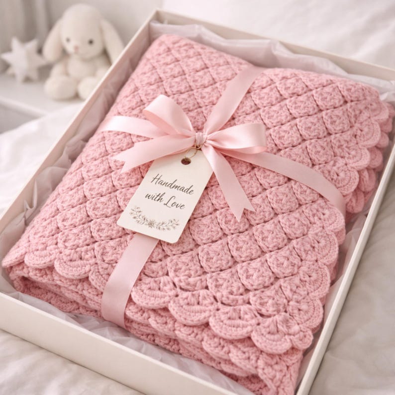 Easy Shell Stitch Baby Blanket Crochet Pattern | Beginner, Single Color ...