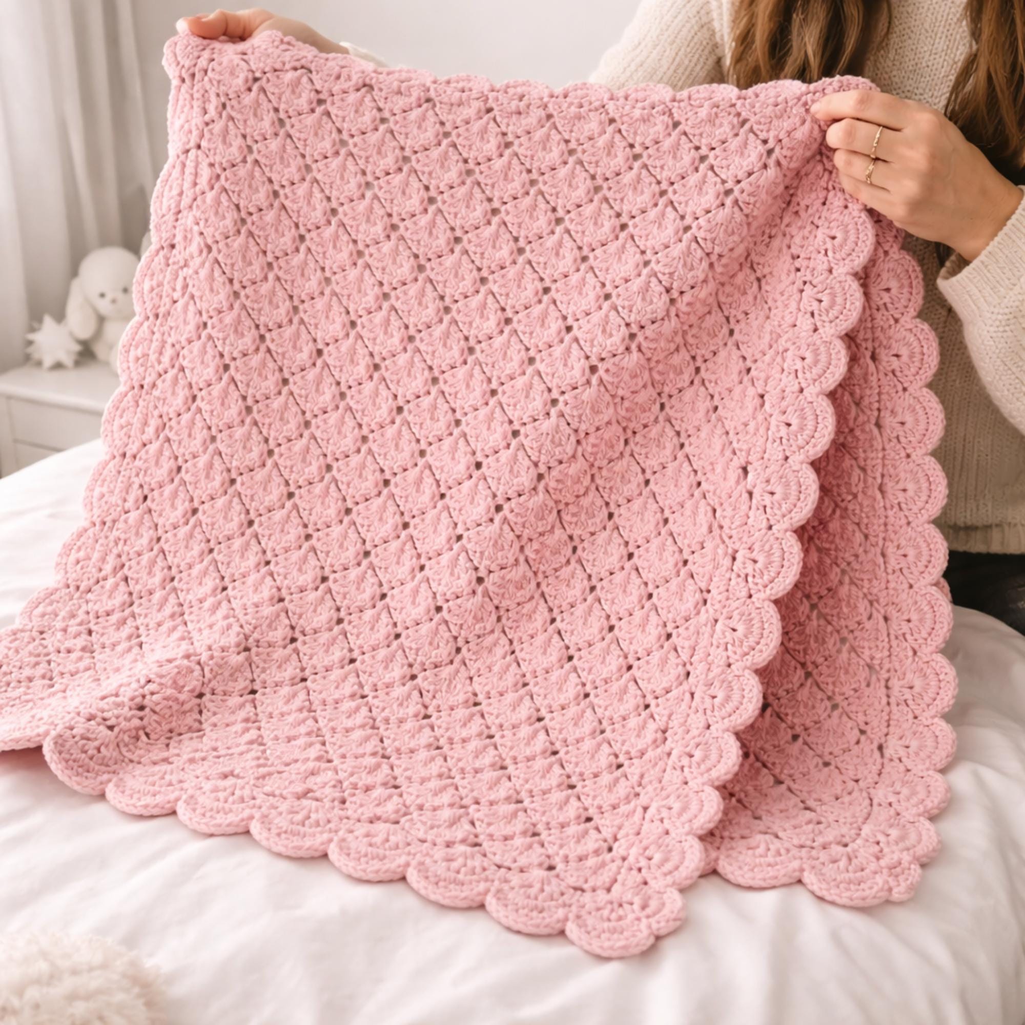 Easy Shell Stitch Baby Blanket Crochet Pattern | Beginner, Single Color ...