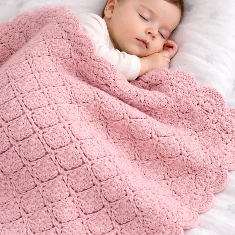 Easy Shell Stitch Baby Blanket Crochet Pattern | Beginner, Single Color ...