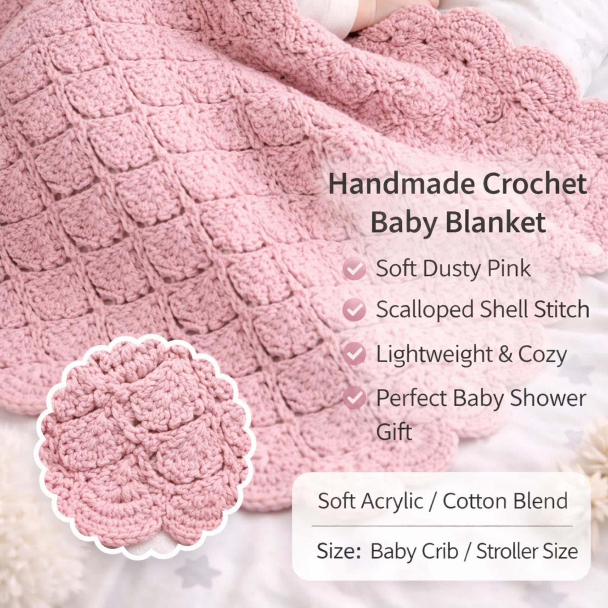 Easy Shell Stitch Baby Blanket Crochet Pattern | Beginner, Single Color ...
