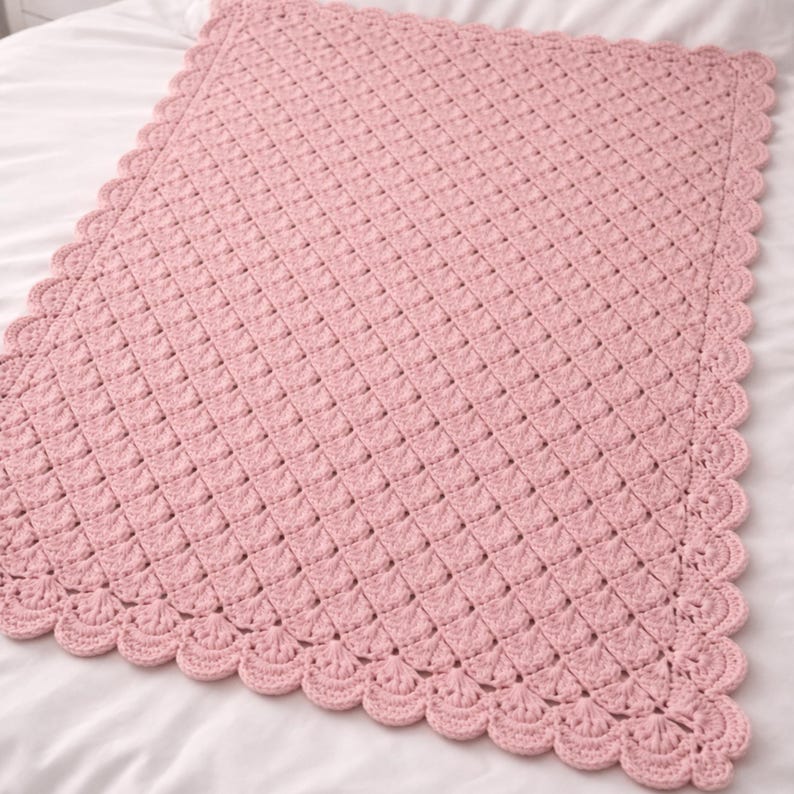 Easy Shell Stitch Baby Blanket Crochet Pattern | Beginner, Single Color ...