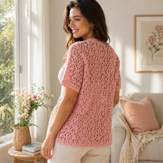 Tulip Lace Cardigan Crochet Pattern | Easy Summer Lightweight PDF