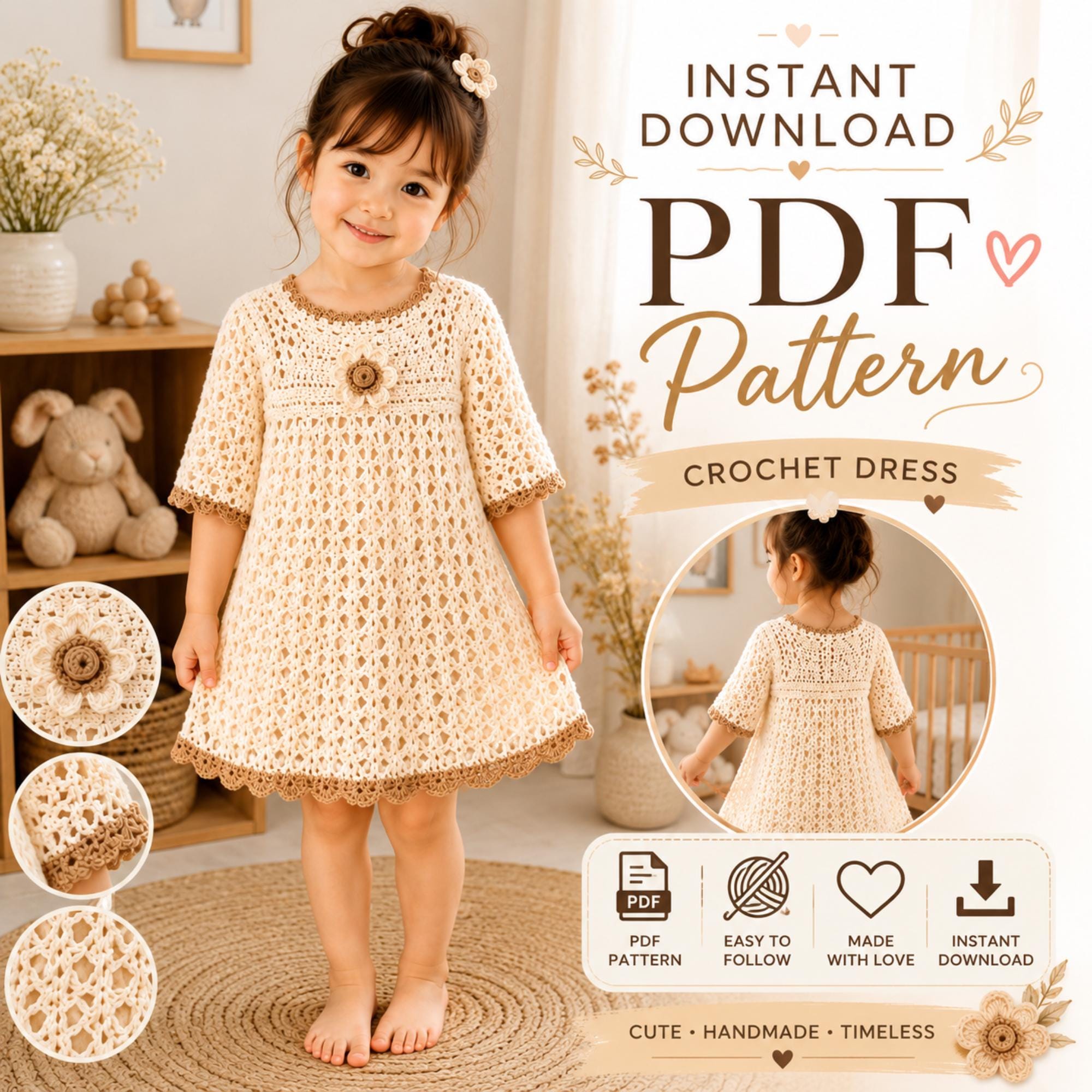 39 Adorable Crochet Patterns for Girls’ Dresses to Make for Special Occasions and... 30 Crochet Baby Dress Vintage Toddler Dress Crochet