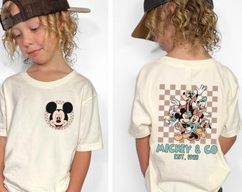 Disney Mickey & Friends Shirt, Checkered Disney Kids Tee, Mickey Minnie Goofy Donald Daisy Pluto Shirt, Disneyland Trip Tee