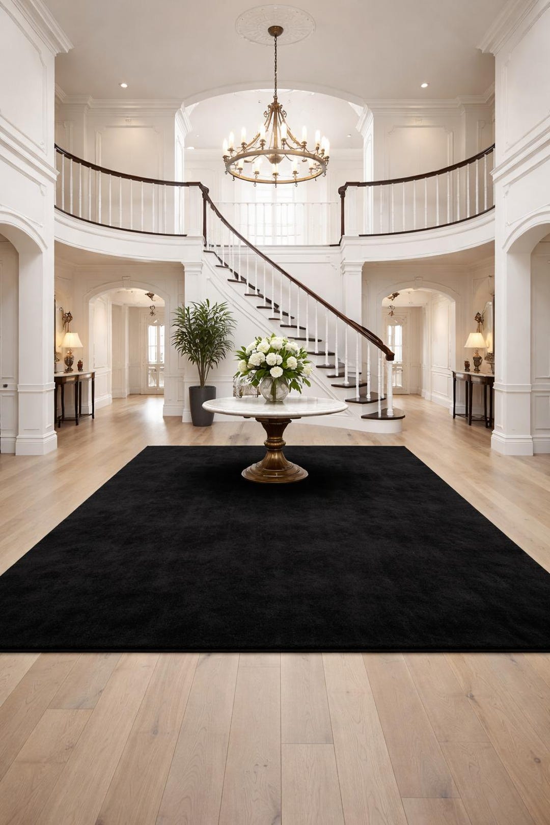 Hand Tufted Solid Black Wool Rug | Minimal Modern Area Rug for Living ...