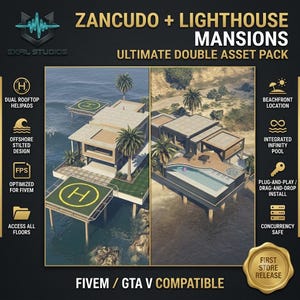 FiveM Zancudo & Lighthouse Mansions | 2 Custom Coastal MLO Maps | Optimized Ready to Use | Exfil Studios