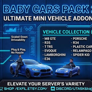 FiveM Baby Cars Pack 2 | Driveable Mini Vehicles Addon | Ready to Use | Start and Play | Exfil Studios