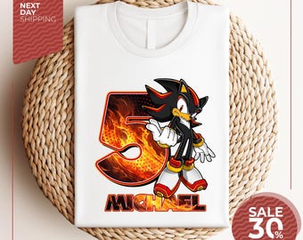 Sonic Shadow The Hedgehog Birthday Shirt | Custom Personalized Boy Girl Cartoon Birthday Shirt | Kids Toddler Birthday Gift For Son Daughter
