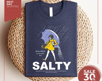 Salty Girl Tee | Women's Vintage Cotton Blend T-Shirt | Gift For Her | Trendy Casual Te | Vintage Style Tee | Women's Shirt | Funny Shirt
