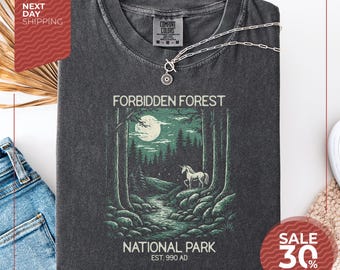 Comfort Colors® Forbidden Forest Shirt | Bookish T-Shirt | Wizarding School Tshirt | National Park Wizard Shirt | Thrifted Aesthetic Reader