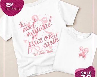 Vintage Cinderella Castle Coquette Bow Shirt | The Most Magical Place On Earth Tee | Magic Kingdom | Walt Disney World Family Trip Shirt