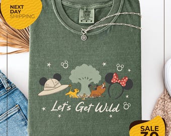 Comfort Colors® Coquette Bow Simba Timon Pumbaa Animal Kingdom Shirt | Disney Lion King Safari Mode Tee | Let's Get Wild