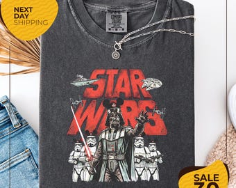 Comfort Color® Retro Disney Star Wars Mashup Shirt | Darth Vader And Stormtrooper Mickey Ears Tee | Vintage Sci Fi Fan Tee | Disney Trip