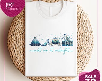 Retro Meet me at Midnight Shirt | Vintage Cinderella Inspired Shirt | Disney Cinderella Shirt | Coquette Bow Disney Castle Tee | Disney Trip