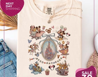 Comfort Colors® Retro Coquette Bow Disney Shirt | Mickey Minnie Girls Trip Tee | Magic Kingdom Disneyland Matching Tee | Best Day Ever