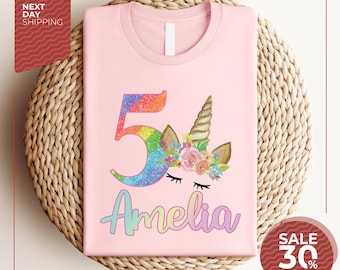 Personalised Unicorn Birthday T-Shirt | Any Name Any Age Rainbow Shirt | Unicorn Shirt | Custom Unicorn shirt | pony shirt