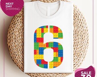 Custom Shirt | Family Gift Brick Birthday Number Shirt | 4 5 6 7 8 years old t-shirt | Birthday Boy Shirt | Party Tee | Gift for Birthday