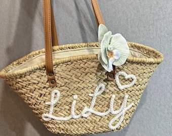 Handgemachte Strohtasche mit Lederband Palm Leaf Boho Tote Umweltfreundlich