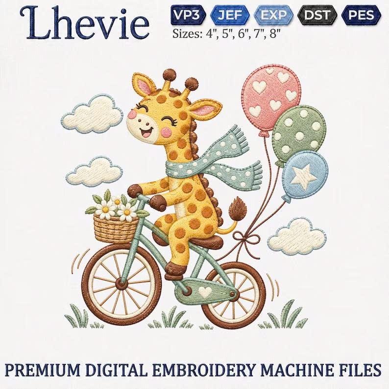 Giraffe Ride Machine Cute Giraffe Embroidery Bundle, 4 Baby Giraffe Designs, Safari Animal ...