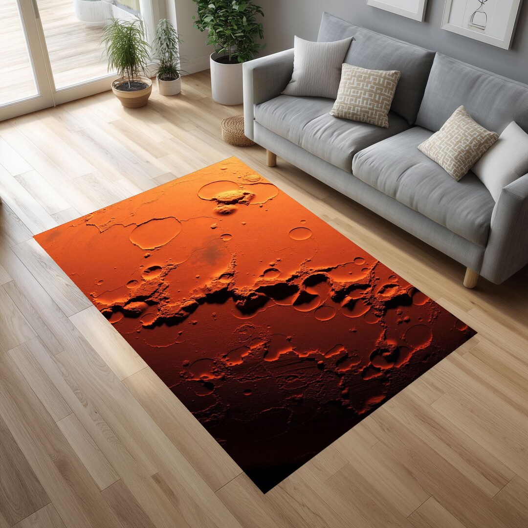 Mars Surface Texture Rug – Hyper Realistic Red Planet Impact Crater ...