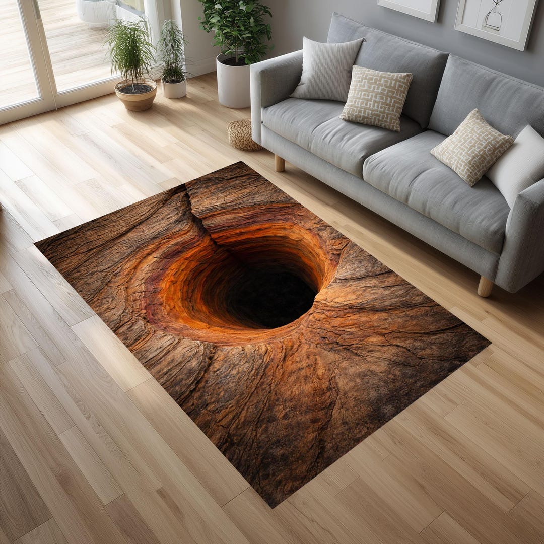 Fake Abyss Rug 3D Canyon Hole Rug, Realistic Rock Abyss Illusion Carpet, Massive ...