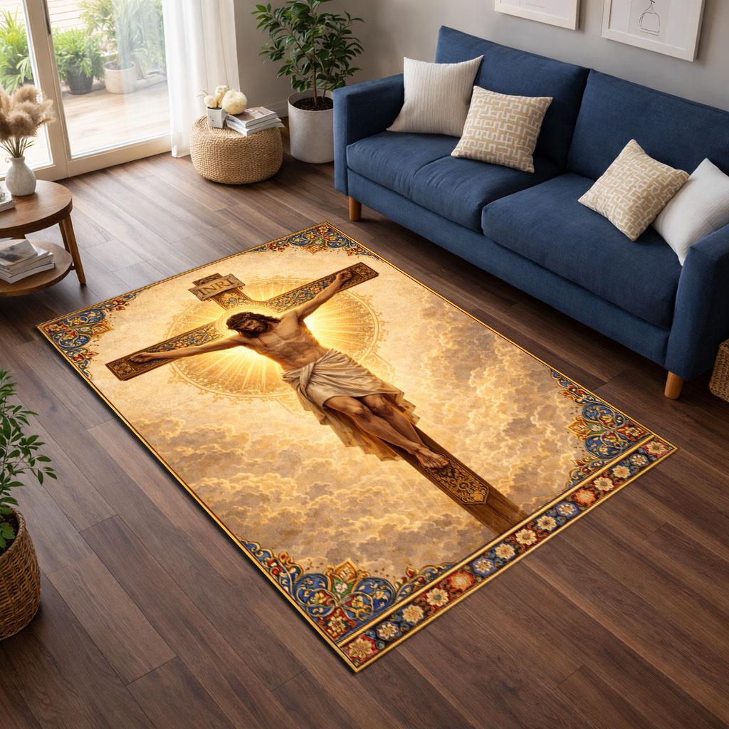 Jesus Rugs Graphics Crucifixion Jesus Rug, Christian Icon, Sacred Home Decor - Etsy