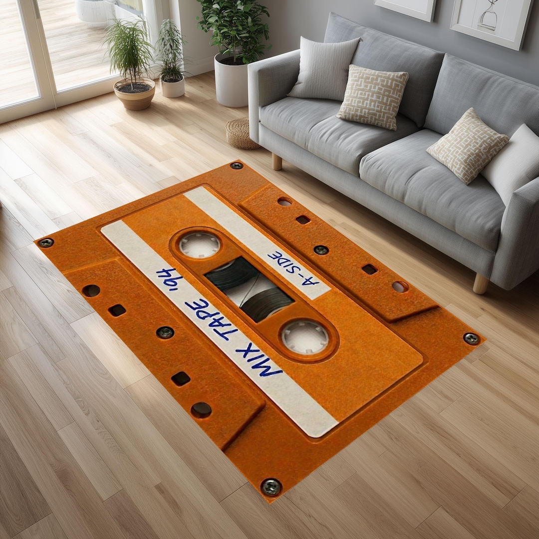 Realistic 80s Rug Retro Cassette Tape Rug, 80s Nostalgia Music Carpet, Old School Audio ...
