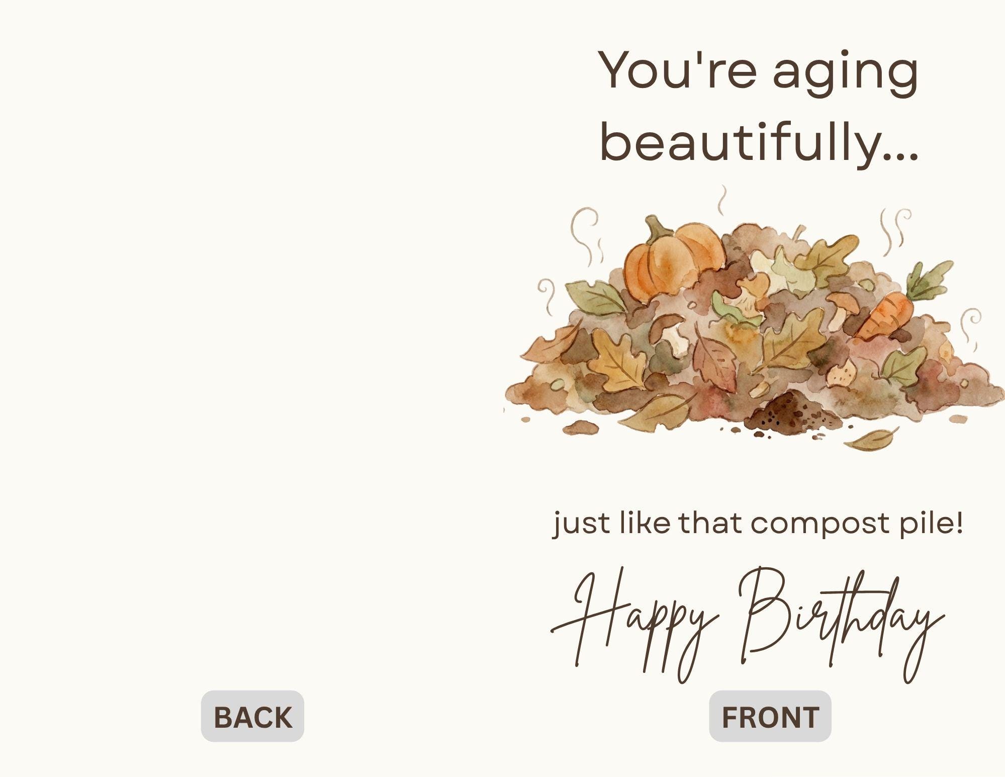 Funny Gardening Birthday Card | Compost Pile Joke | Printable Card for ...