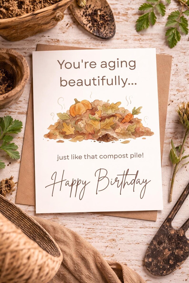 Funny Gardening Birthday Card | Compost Pile Joke | Printable Card for ...