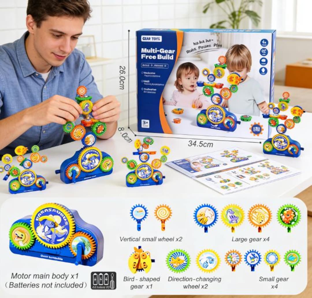 Electric Gear Building Block Set Kids STEM Educational Toy DIY Creative ...