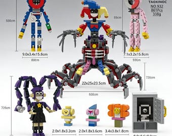 DIY Horror Inspired 8 Piece Building Block Figure Set Creative Handmade Collectible Display Gift