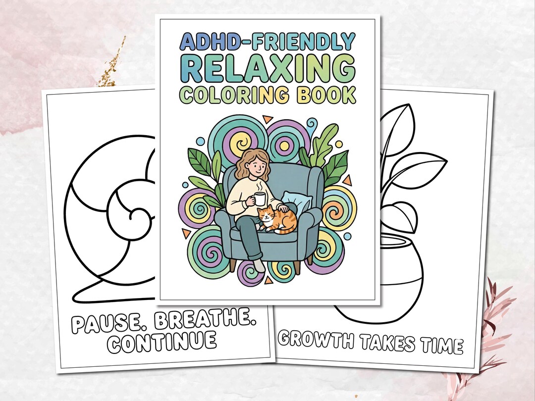 Relaxing ADHD Friendly Coloring Book, Minimal Coloring Pages, Low ...