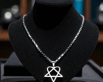 Heartagram Halskette, Edelstahl Gothic Anhänger, Y2K Emo Kette