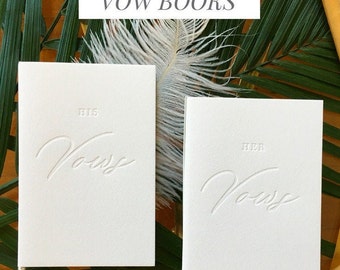 Vow Book set for wedding ceremony, letterpress, luxurious white cotton paper blank pages inside