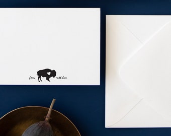 Note Cards set "From Buffalo with Love", 12 pack flat note cards