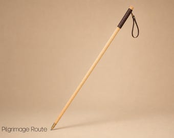 Custom Liudao Wood Hiking Staff, Handmade Hardwood Walking Stick with Leather Grip, Brass Tip Trekking Cane, Gift for Men