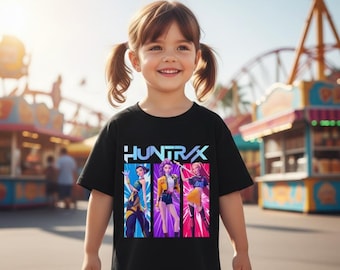 Huntrix Demon Hunters Girls T-Shirt – K-Pop Anime Inspired Kids Top