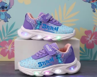 Stitch LED Light Up Sneakers for Kids – Breathable Mesh Toddler Shoes – Boys & Girls Glow Trainers – Soft Anti-Slip Walking Shoes