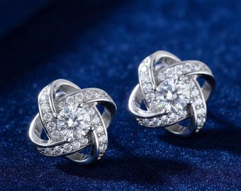 Sterling Silver Cubic Zirconia Stud Earrings – Minimalist Crystal Jewelry