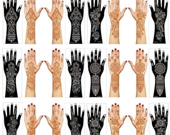 Henna Tattoo Stencil Kit – 12 Sheets Temporary Indian Mehndi Stickers (DIY Airbrush Templates)