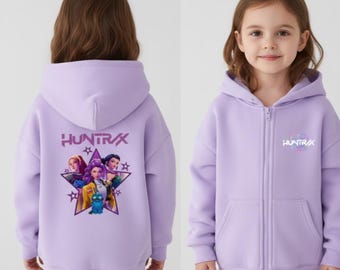 Kpop Demon Huntrix Anime Zip-Up Hoodie – Korean Streetwear Graphic Sweatshirt