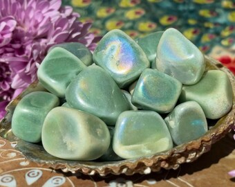 Tumbled Angel Aura Green Aventurine